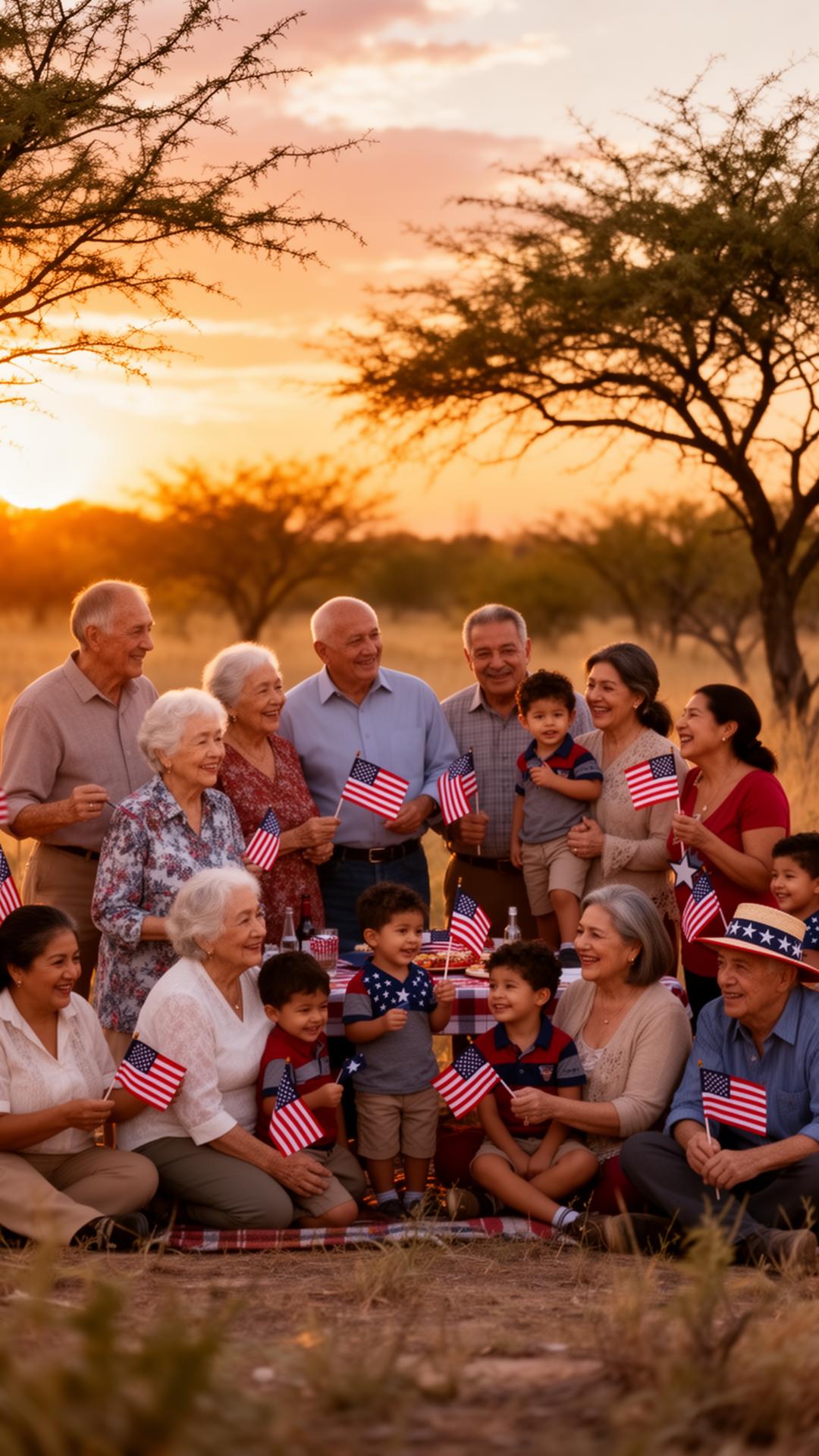 Community gathering at sunset in Laredo, Texas